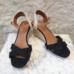 Lucky Brand Black Women Open Toe Sling Back Espadriles Wedges Sandals 8M